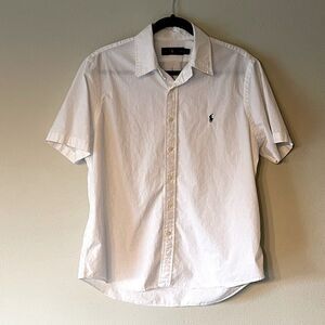 Youth, White, Ralph Lauren, Short-Sleeve, Button-Down Shirt. Size Large.